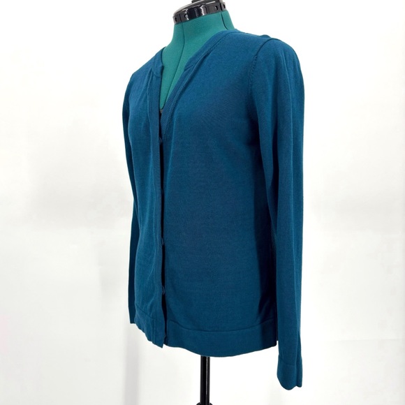 Cabi Ever Cardigan # 3368, Teal V-Neck Cardigan, Medium - Picture 5 of 16